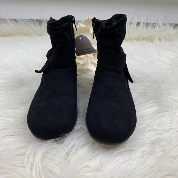 Faux Suede Soft Slouch Boot With Bow Accent Non-Marking Soles New With Tags - Picture 4 of 8